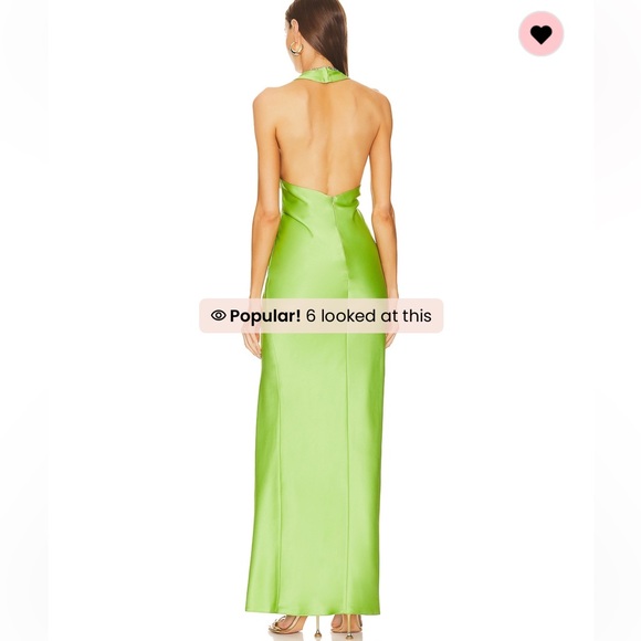 NEW NWT Khanums X Revolve Halter Gown With Slit in Pear Green - Picture 5 of 10